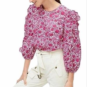 J.Crew (NWOT)XS to S Liberty fabric coral top in 100 cotton, never worn